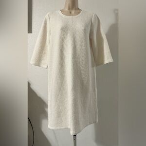 EILEEN FISHER Textured Cotton Ripple Dress 3/4 Sleeves Career Office Size S/P